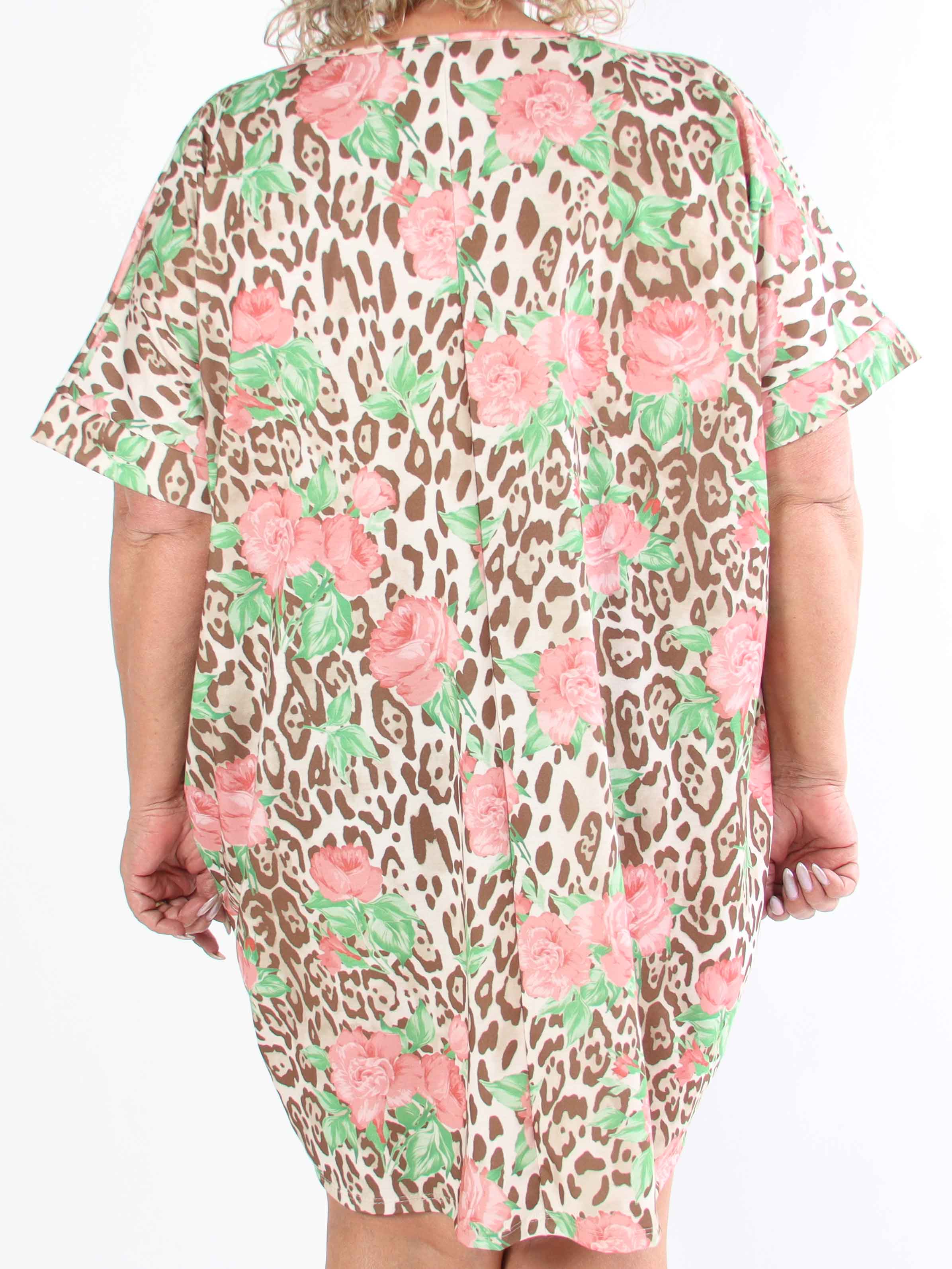 Mintu Leo Dress - Plus size t-shirtkjole i bomuld med leopardprint